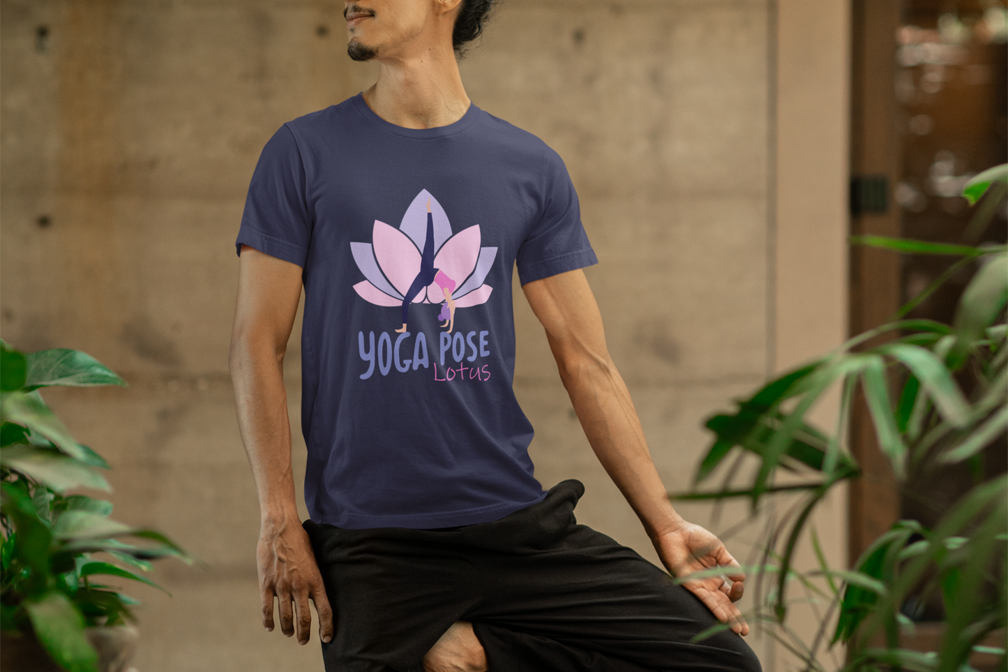 Yoga Pose Lotus - printed Round Neck Half Sleeve T-Shirt