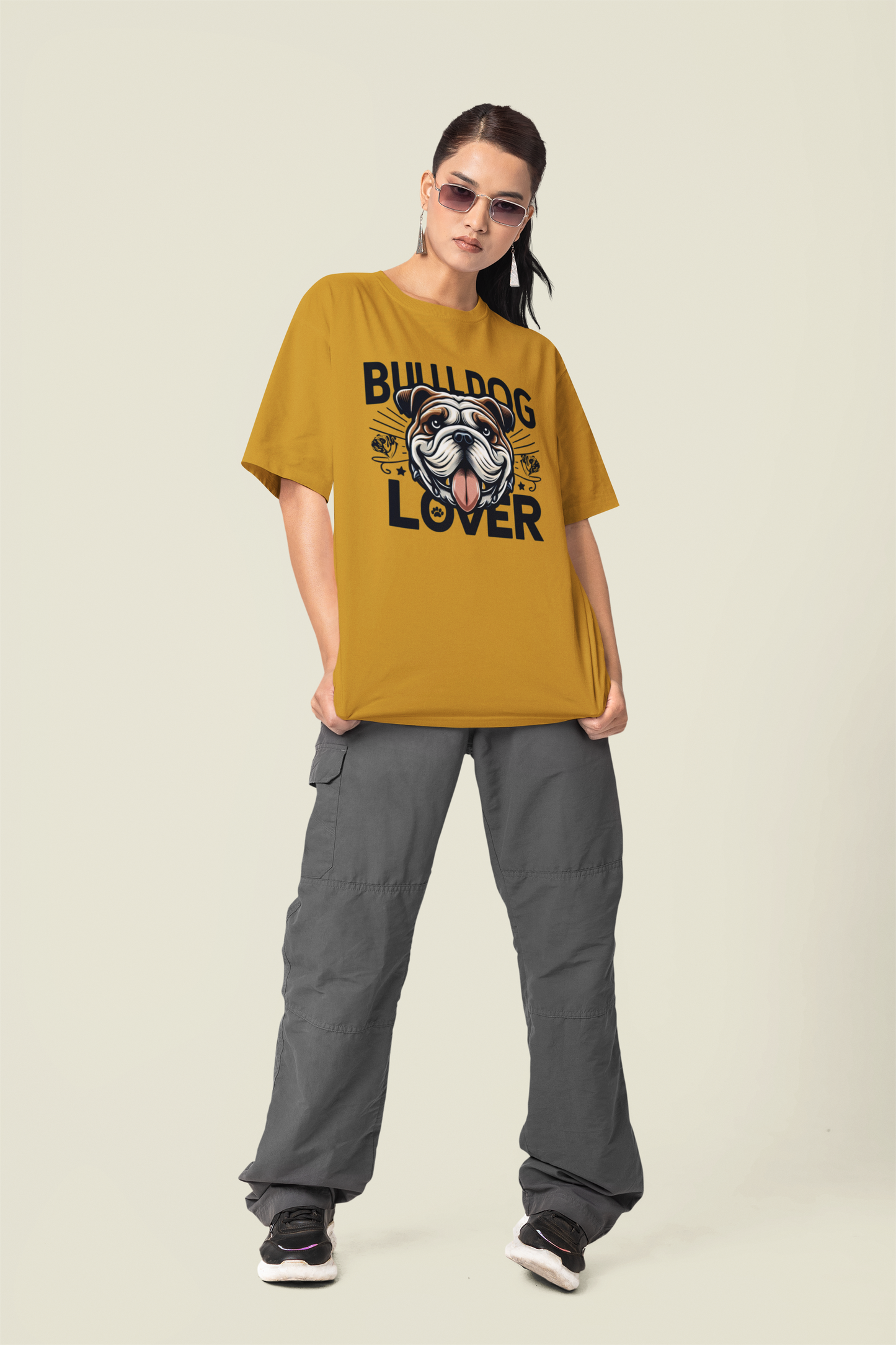 BULL DOG Lover - Printed Round neck Oversized T-Shirt