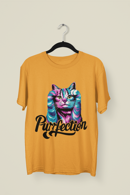 Purrfection - Printed Round neck Oversized T-Shirt