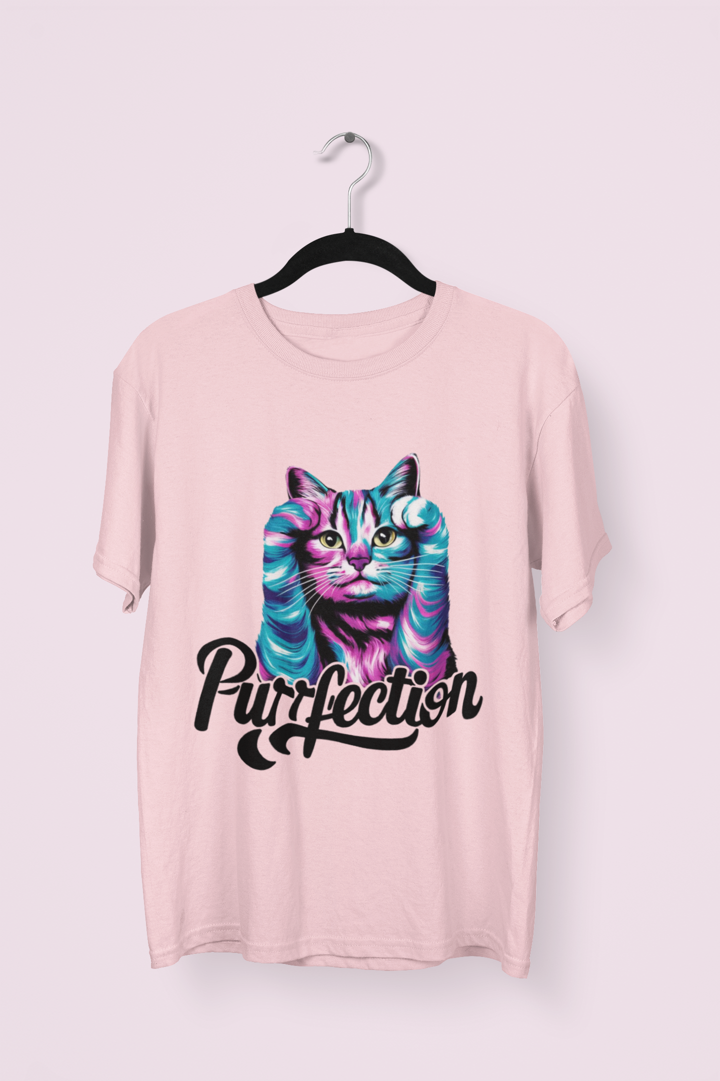 Purrfection - Printed Round neck Oversized T-Shirt