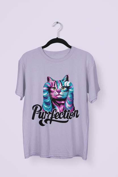 Purrfection - Printed Round neck Oversized T-Shirt