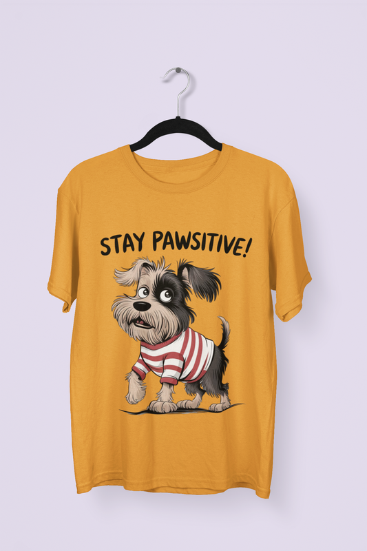 STAY PAWSITIVE! - Printed Round neck Oversized T-Shirt