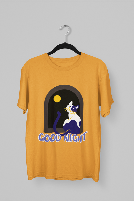 GOOD NIGHT - Printed Round neck Oversized T-Shirt