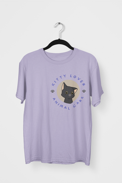 Kitty Lover... - Printed Round neck Oversized T-Shirt