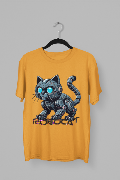 Robocat- Printed Round neck Oversized T-Shirt