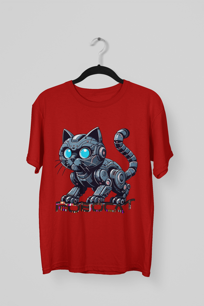 Robocat- Printed Round neck Oversized T-Shirt