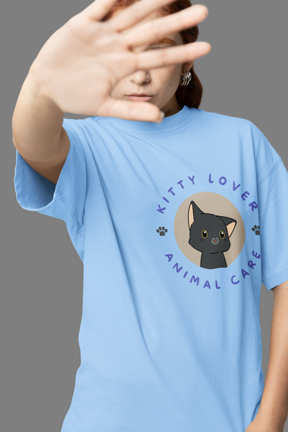 Kitty Lover... - Printed Round neck Oversized T-Shirt