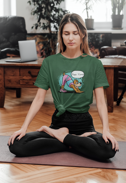 Yoga Time - printed Round Neck Half Sleeve T-Shirt