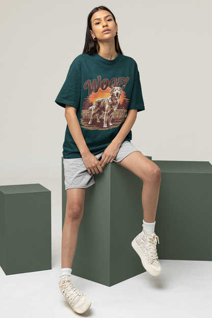 Woof! - Printed Round neck Oversized T-Shirt