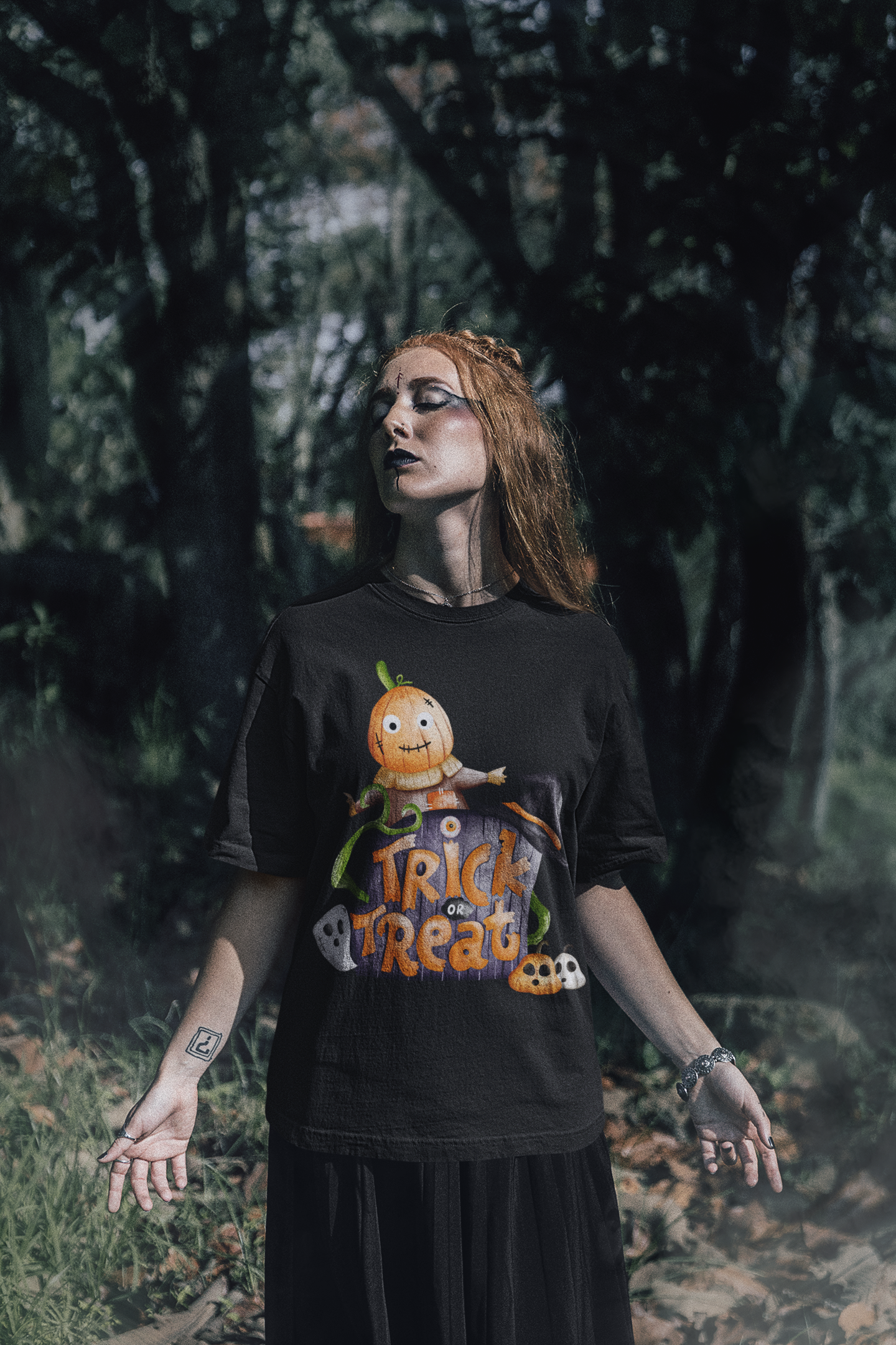 Trick OR Treat - Printed Round neck Oversized T-Shirt