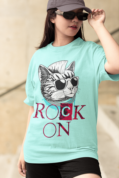 Rock On - Printed Round neck Oversized T-Shirt