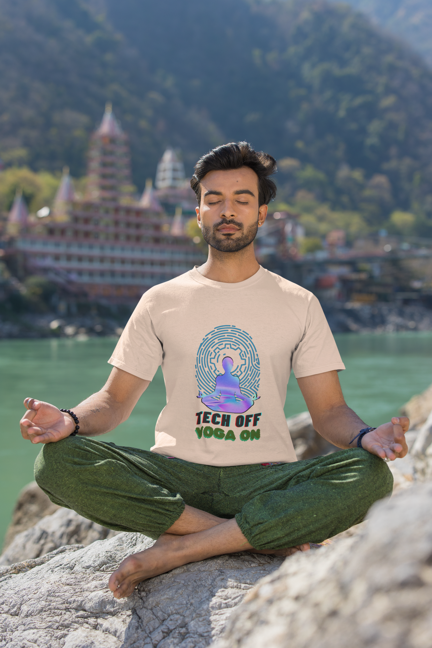 Tech Of Yoga On - printed Round Neck Half Sleeve T-Shirt