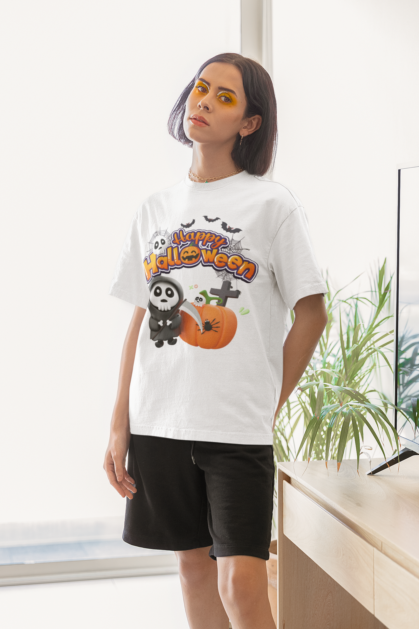 Happy Halloween - Printed Round neck Oversized T-Shirt