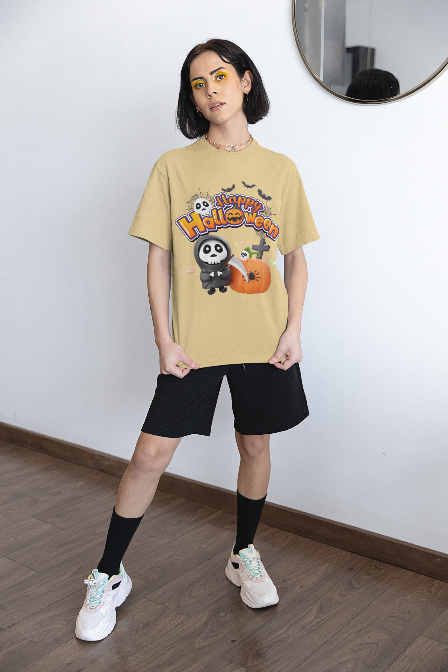 Happy Halloween - Printed Round neck Oversized T-Shirt