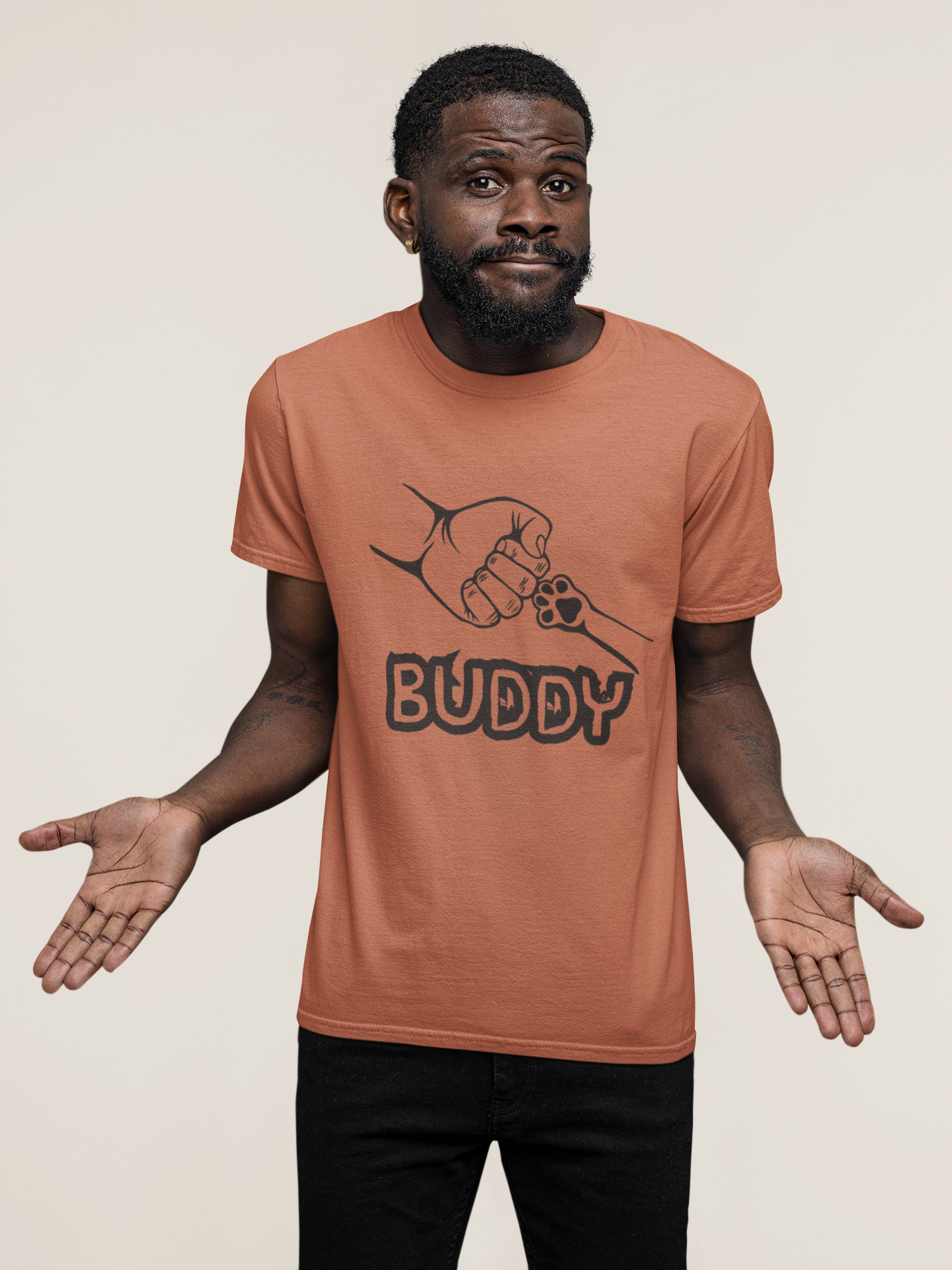 BUDDY - printed Round Neck Half sleeve t-shirt