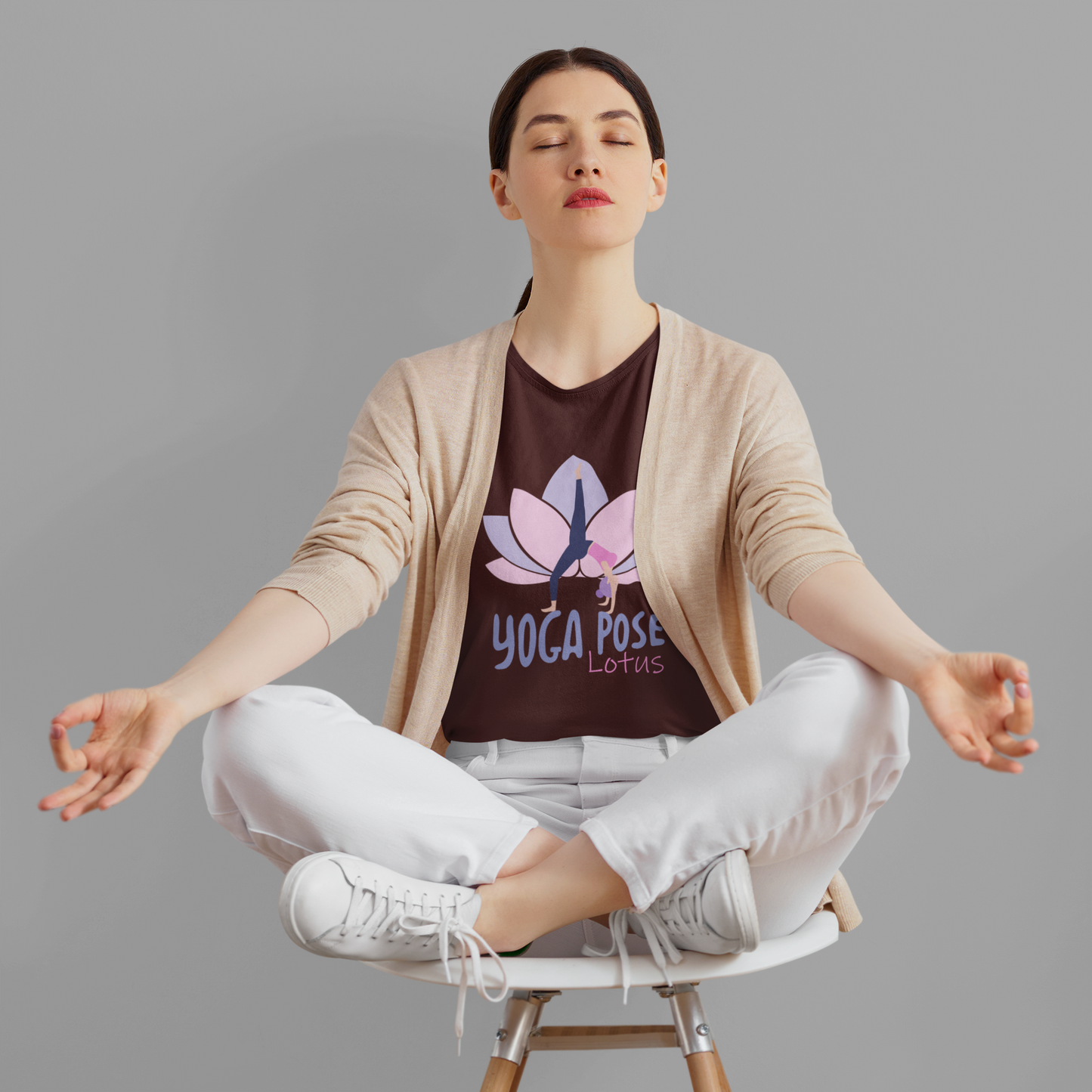 Yoga Pose Lotus - printed Round Neck Half Sleeve T-Shirt