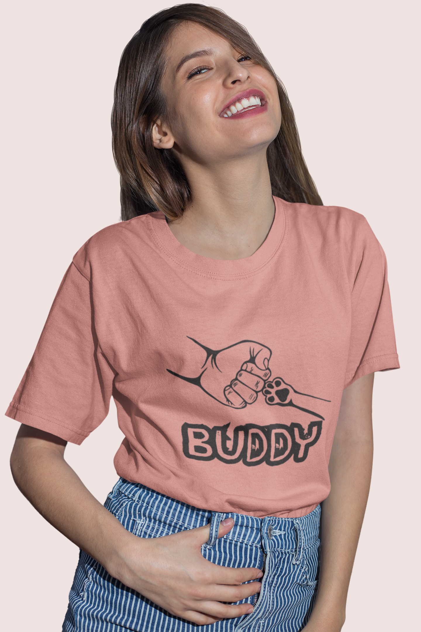 BUDDY - printed Round Neck Half sleeve t-shirt