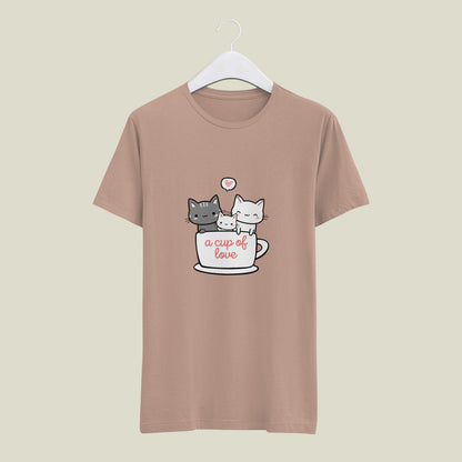 a cup of love - printed Round Neck Half sleeve t-shirt