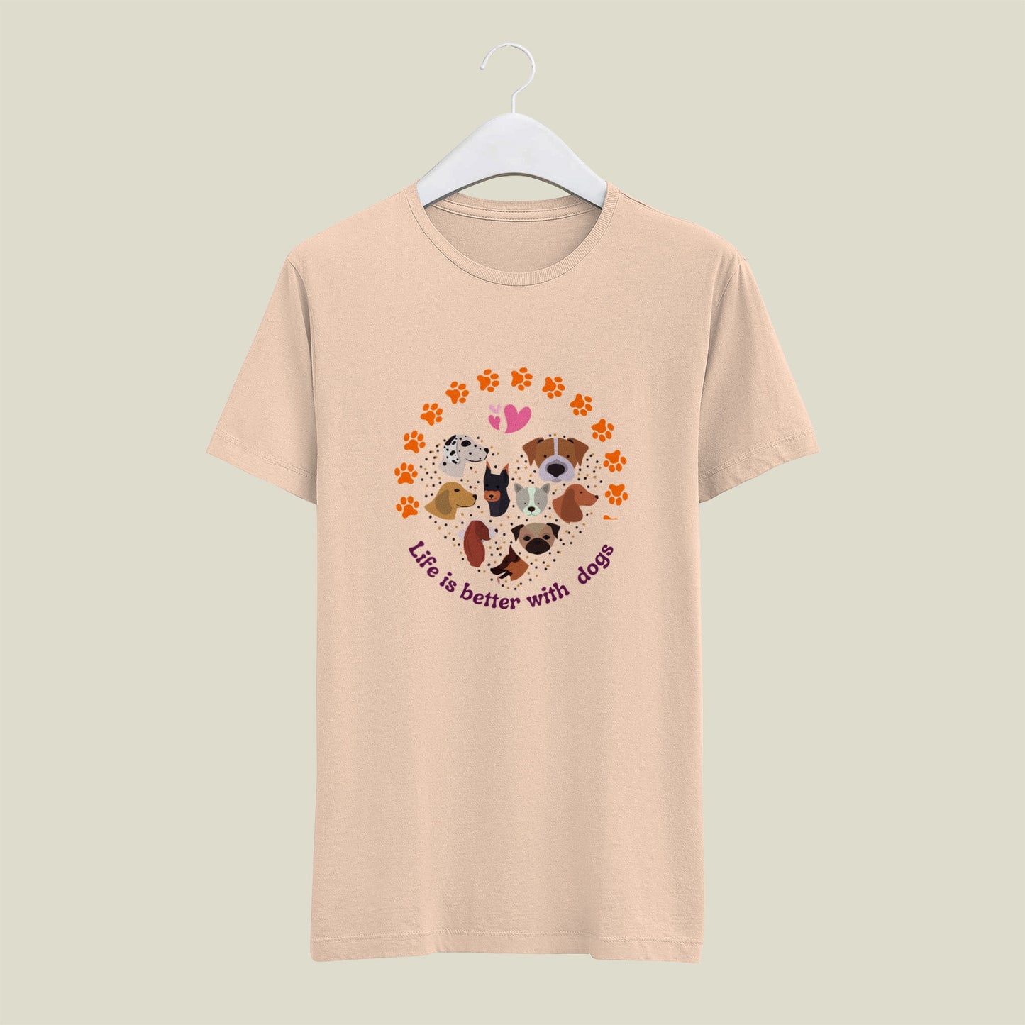 Dogs - printed Round Neck Half sleeve t-shirt