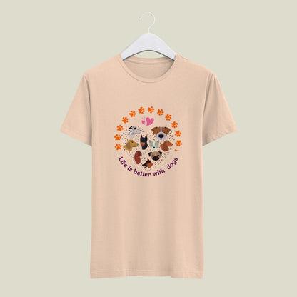 Dogs - printed Round Neck Half sleeve t-shirt