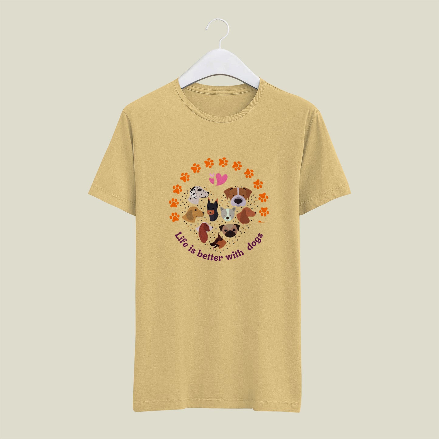 Dogs - printed Round Neck Half sleeve t-shirt