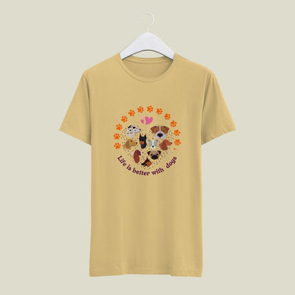 Dogs - printed Round Neck Half sleeve t-shirt