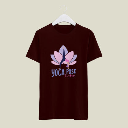 Yoga Pose Lotus - printed Round Neck Half Sleeve T-Shirt