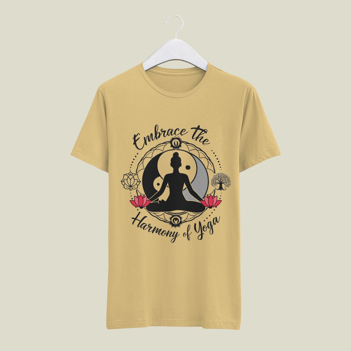 Harmony of Yoga - printed Round Neck Half Sleeve T-Shirt