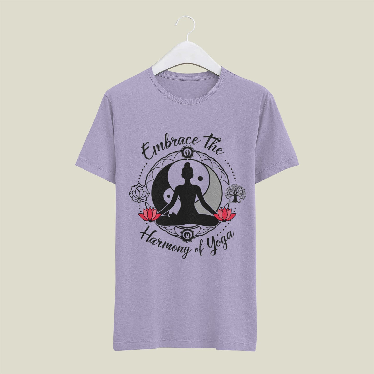 Harmony of Yoga - printed Round Neck Half Sleeve T-Shirt