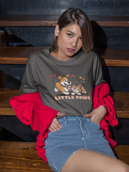 LITTLE PAWS - printed Round Neck Half sleeve t-shirt